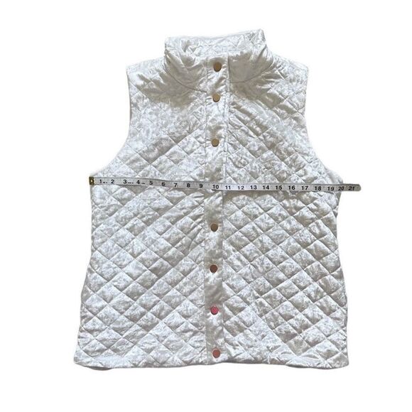 Charter Club Quilted Velvet Outdoor Gold Snap Closure Vest White Size Medium - Picture 10 of 12
